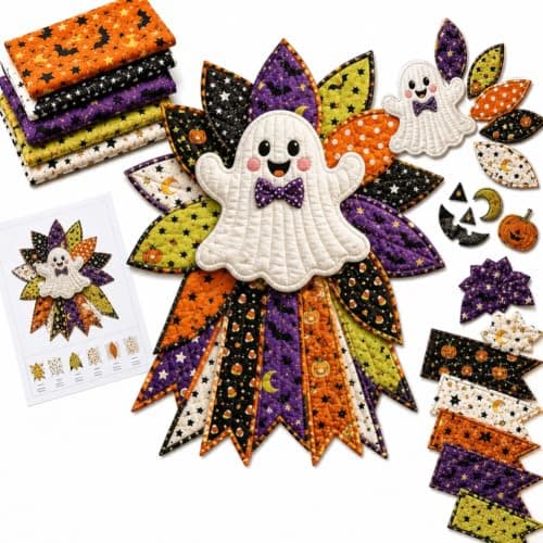 Gør-det-selv Quiltet Halloween Græskar Dørhænger Sæt Håndlavet Patchwork Ghost