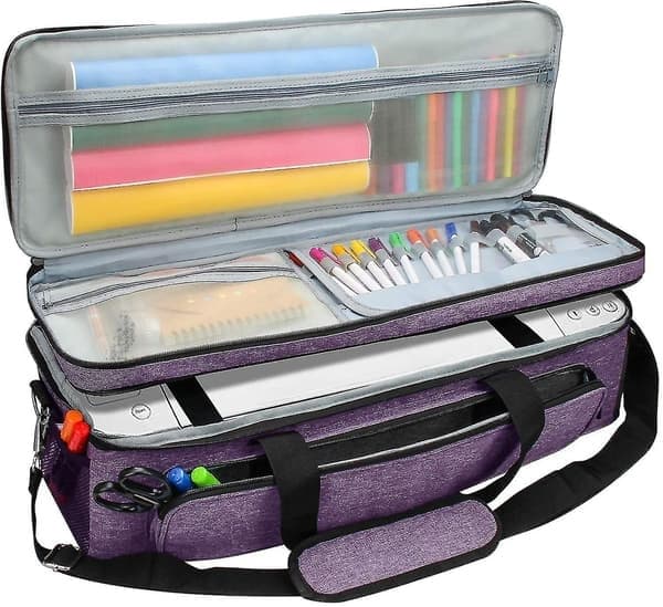 Taske til Cricut Explore Air 1 2 3, Dobbeltlags taske kompatibel med Cricut Maker 1 2 3 (Farve, Lilla)