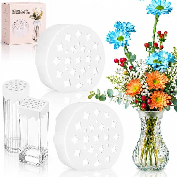2 st silikonrutnät för blomsterarrangemang, återanvändbart, passar 3-4\" vas