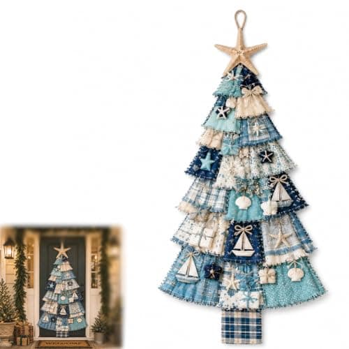 Begyndervenligt DIY Oversized Patchwork Juletræ Dørhængsæt Coastal