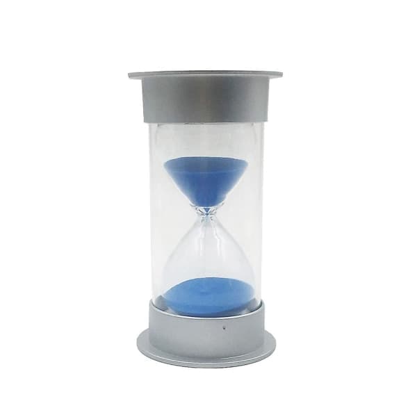 25 minuters timglas timer dekoration liten silver täckt blå sand timglas timer barnlek blå