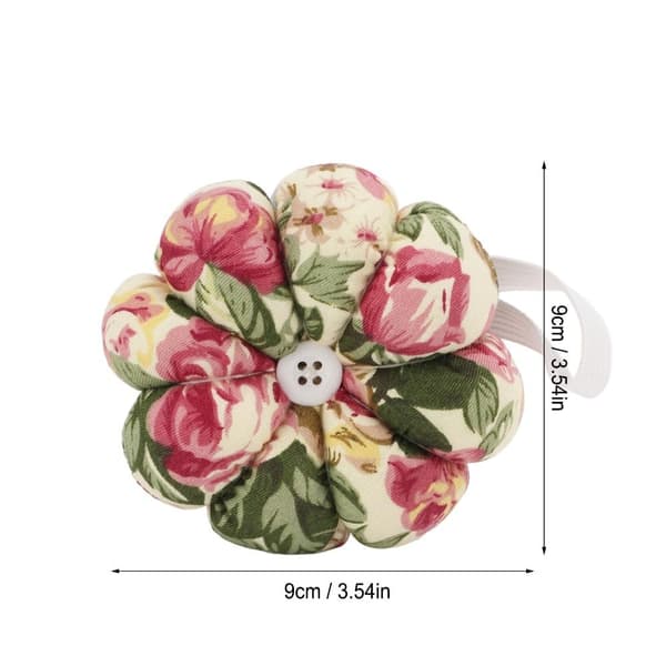 Anu Limen Gresskar Håndleddsnålepute, Stoffnålepute med Elastisk Stropp for Sying (Retro Blomster) Retro Flowers