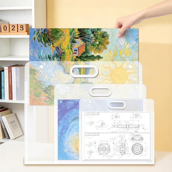 Simpldell 3 størrelse hvit kunstmappe med håndtak 3p A2+a3+a4 White