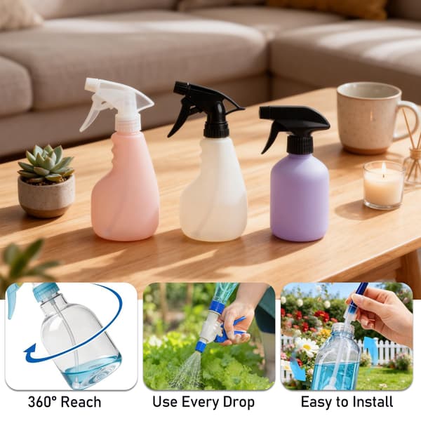 6 STK 360° Sprayflaskeadapter, vektet rør, universell passform