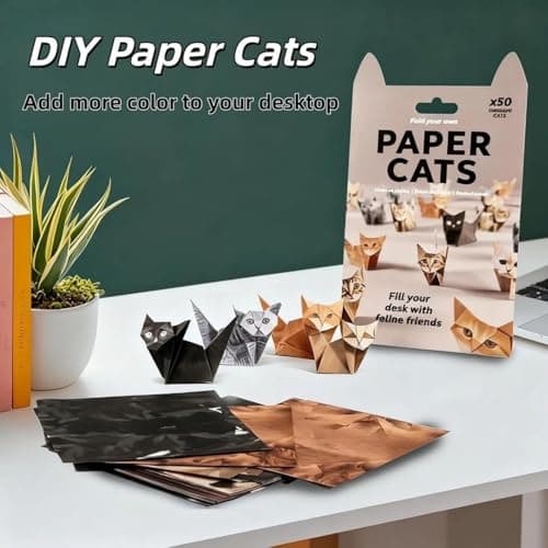 50 ark origamipapir, DIY origamipapir til at folde 3D søde kattefigurer