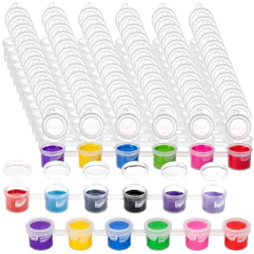50 Strips 300 Potter Tomme Malingpotter med Lokk 3 ml Mini Klare