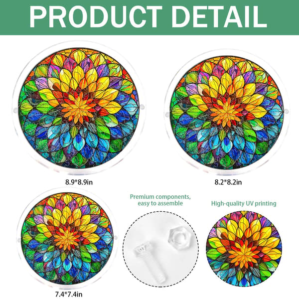 Akryl Suncatcher Pussel, Spectrum Bloom Mandala-18,8 cm Spectrum Bloom Mandala