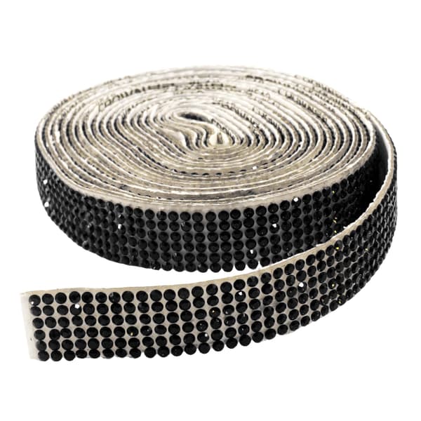 Jiozermi Sort Selvklæbende Rhinstensbånd, 3 Yards, 6 Rækker 6 Rows Black