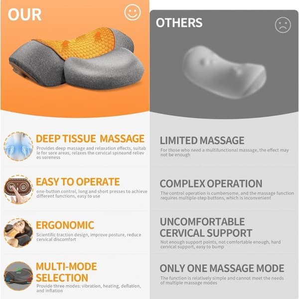 Nakkemassagepude med varmeterapi - Basis - Klassisk grå Basic - Classic Grey