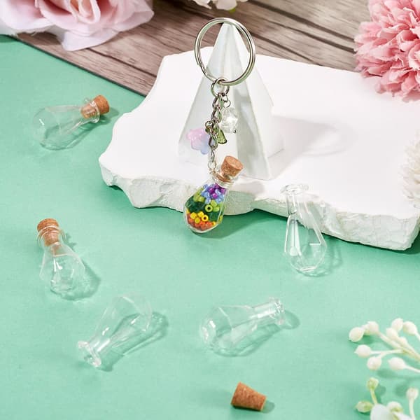 10 st små glasflaskor med korkproppar, vasformade miniglasflaskor pärlbehållare för DIY-konsthantverk bröllop Vase #4