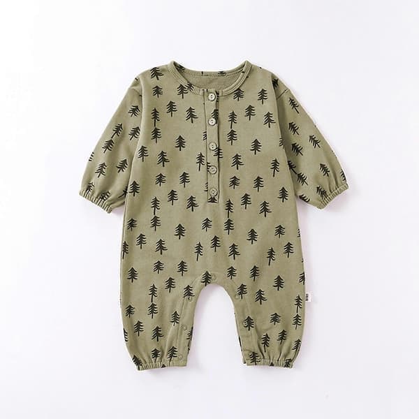Bomuld Nyfødt Baby Rompers Søde Trykte Outfits Langærmede Bodysuits Åndbart Nattøj Pyjamas til Babyshower, Måne, Størrelse 66 moon 66
