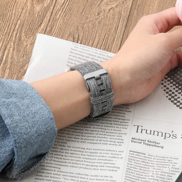 Urrem i lærred, blød, åndbar, vaskbar, moderne urrem, passer til Fitbit Charge2