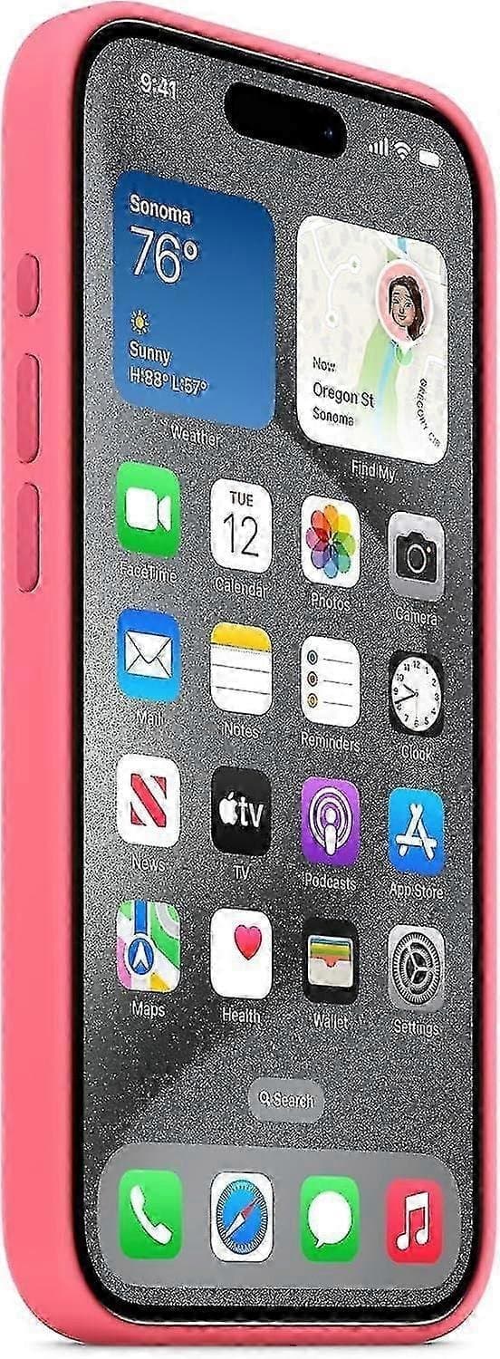 Kompatibel med Apple iPhone 15 Pro Silikonecover med MagSafe - Perfekt Pink Pink