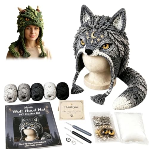 smtsmt Fantasy hettehatt DIY heklesett-serie (ulv) Wolf