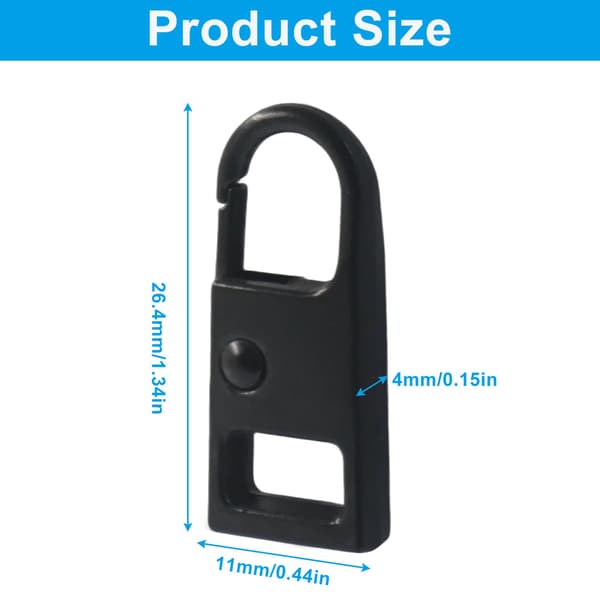 BAPLFT 8 stk. lynlåsgreb i metal, 2,6 cm, sort Black