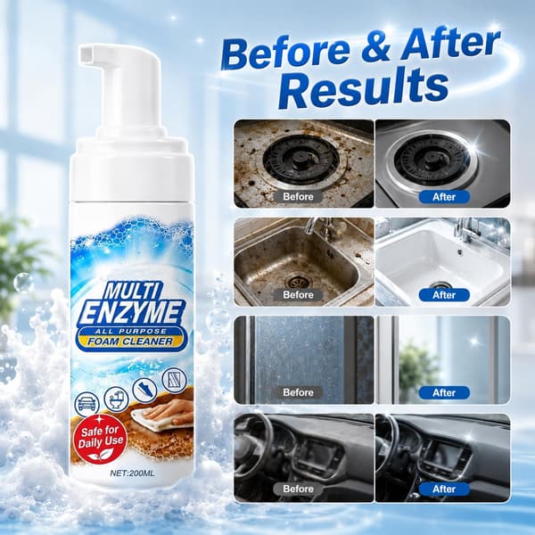 WUEOCU Multi Enzyme All Purpose Foam Cleaner, Multi Enzyme Foam, for Upholstery, Kitchen, Carpet & Car Interior, 7FL OZ (2PC) : Bil 2PC