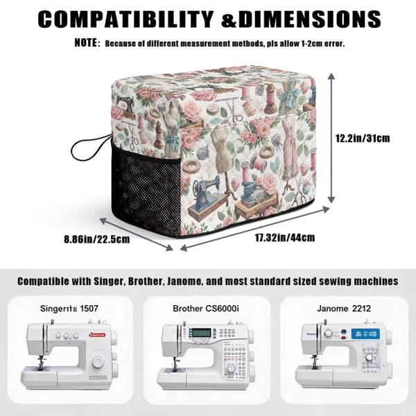Vattert symaskindeksel Symaskintrykk 4 Sewing Machine Print 4