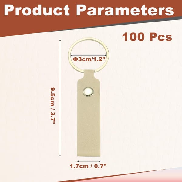 MECCANIXITY 100 stk. PU-læder nøgleringsemner i bulk, mørkerød 3,7\"x0,7\" Dark Red