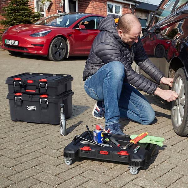 Keter Stack-n-Roll Dolly – Kraftig rullende basevogn med låsehjul Dolly Black/Red