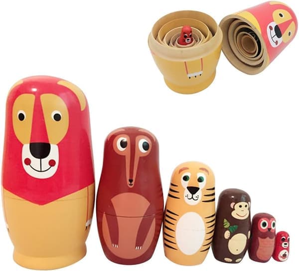 Babushka Nesting Matryoshka Trädockor Ryska Nesting Dolls Barnleksak Present i Djurform