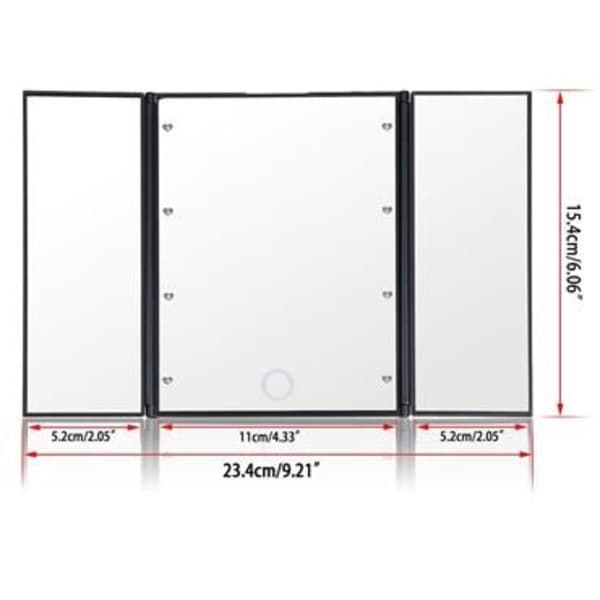 UNIQ LED Trifold Vanity Makeup Mirror - Sort