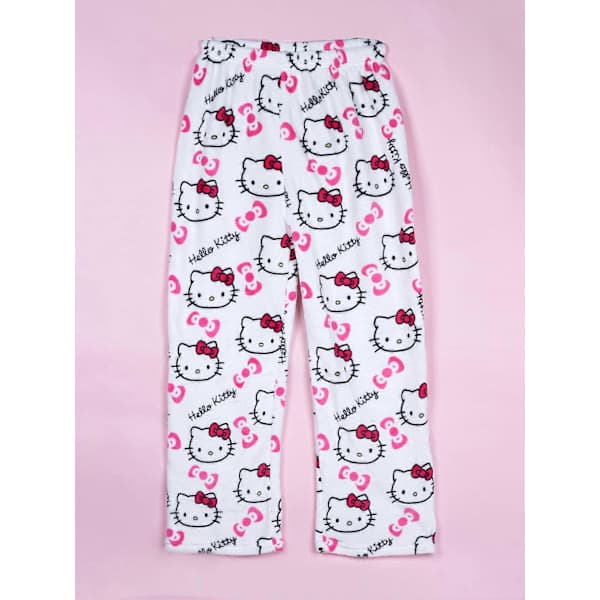 Hello Kitty Kat Flannel Bløde og Varme Lange Pyjamasbukser til Efterår og Vinter - Unisex Sort Stjerne Hello Kitty XL Black Star Hello Kitty XL