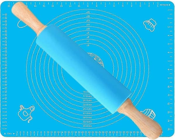 Kjevle og Bakematte Sett Stor Lang Silikon Nonstick Kjevle