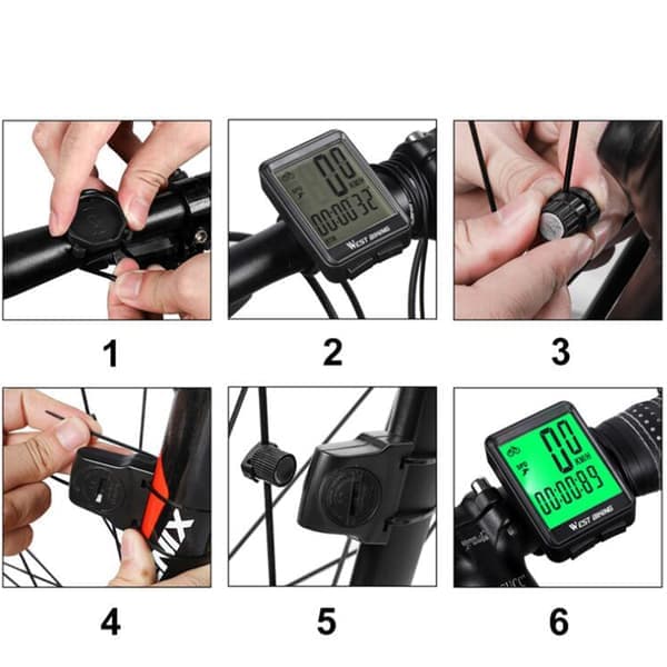 Sykkelcomputer USB oppladbar sykkelmåler speedometer trådløs IPX7 vanntett speedometer 5 språk computer med LCD