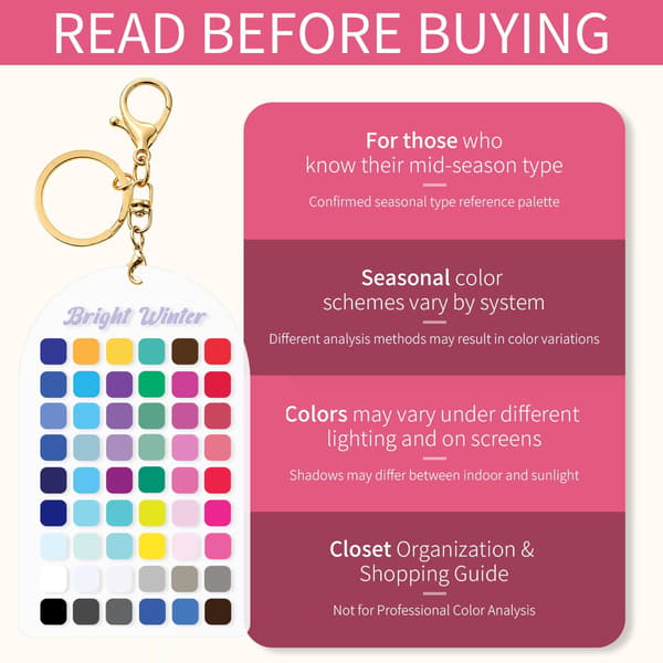 Sæsonfarveanalyse Swatch Nøglering 2 Stk, BrightWinter Brightwinter-2pcs