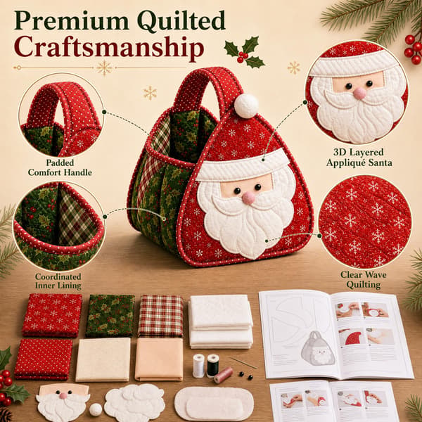 Juletema Quiltet Bæreveske, DIY Stoff Sykit, Tre Tree