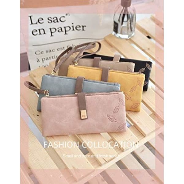 Dame lommebok stor lang sammenleggbar clutch