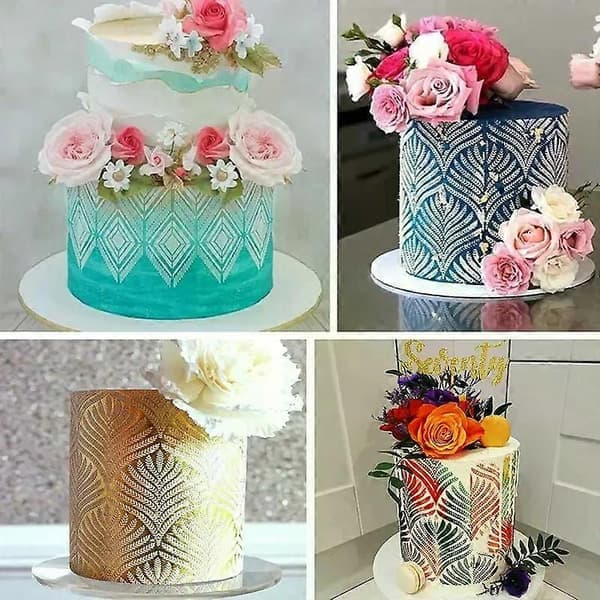 Fondantkage Netstempler Stencils Prægning til Dekorationsværktøjer Plast Sprayform Bryllupskager Chokolade Tegning Maling