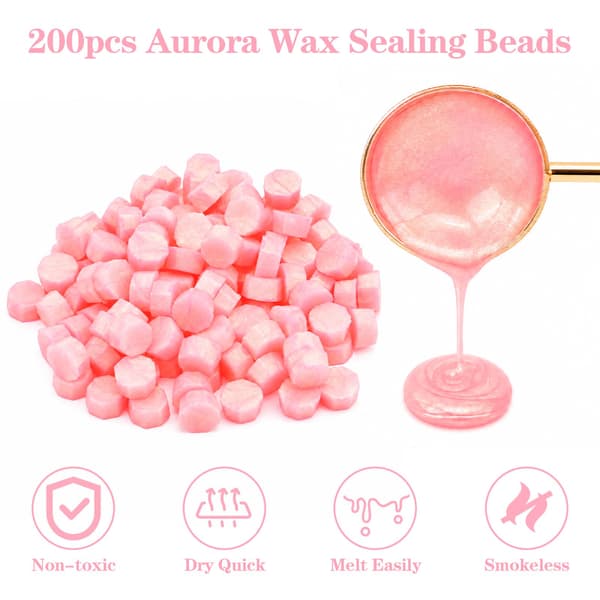 200 stk. Aurora Sunset Røde Lakseglperler, Lakperler til Seglstempel 200PCS Sunset Red