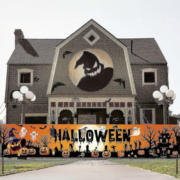 Glad Halloween Plæneskilt Banner, Orange Sort Dekoration