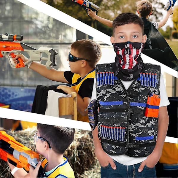 Taktisk Vestsett for Barn med Nerf-pistol for Gutter med Tilbehør