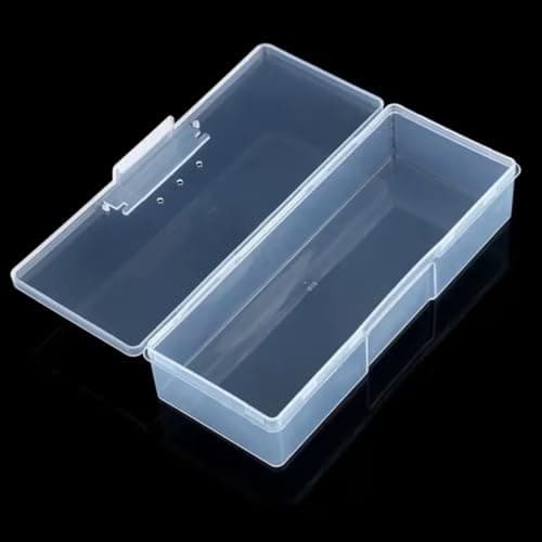 Klar plastik negleværktøjsopbevaringsboks, rektangulær hængslet låg hardware dele organizer etui, bærbar støvtæt manicure tilbehørsbeholder til
