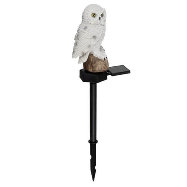 Solarlampe Ugle Fugleskremsel for Hage hvit