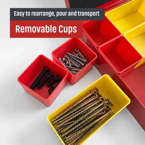 Metalloppbevaring med 20 flyttbare rom, rød 13" x 9" x 2" | 20 Cups Red