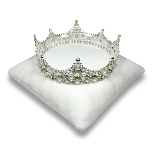 8,5\" Snövit Velour Tiara & Krona Displaykudde