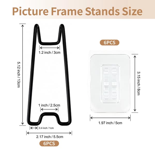 Ziopetru 6-pack tavelramsstöd, metallstöd för 5,9-10,2\" ramar