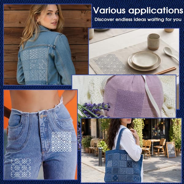 30 st Sashiko-schabloner återanvändbart kit, Sashiko-broderischabloner