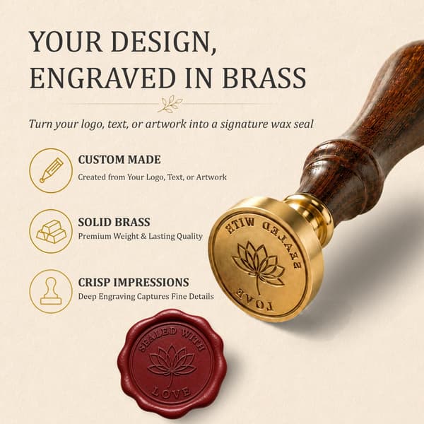 Tilpasset voksseglstempel, DIY konvolutt bryllupsinvitasjon (rund form) Round Shape
