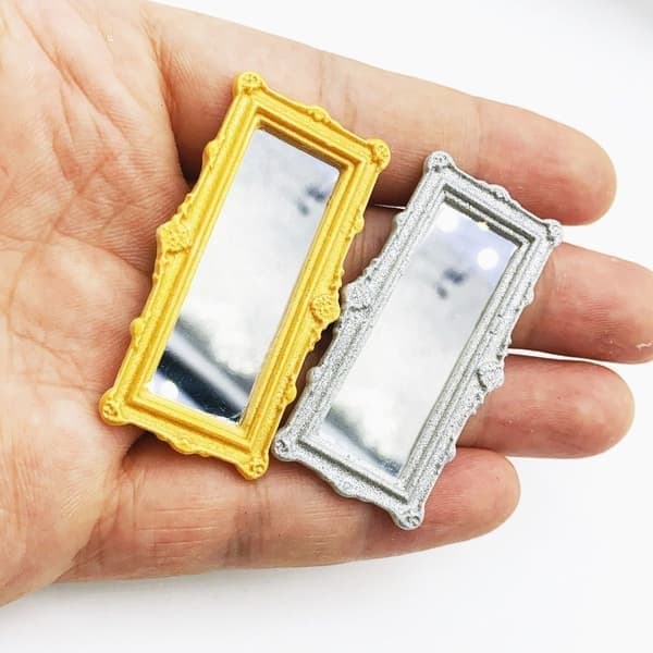 Dockskåp miniatyr sminkspegel, silver Silver