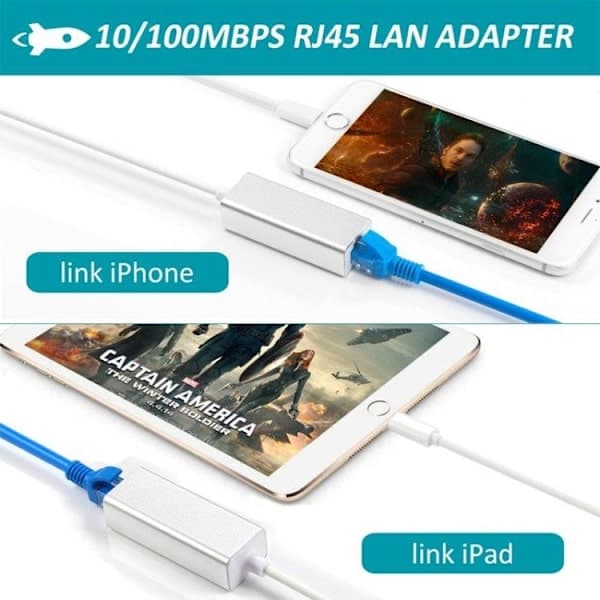 Lightning-Ethernet-sovitin iPhonelle ja iPadille - iOS 1