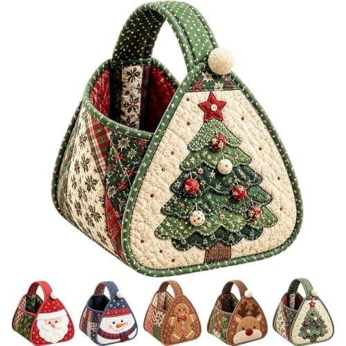 Julkaraktär Quiltad Bärkorg, DIY Tygförvaringskorg Kit (#B) #B