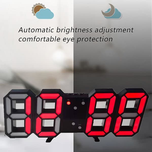 Intelligent 3D Digitalt Vækkeur Rød Red