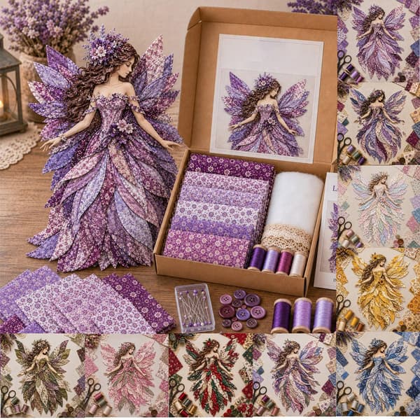 Wegodal Fairy Patchwork DIY, Morsomt Blomsterfe Patchwork Sysett Yellow