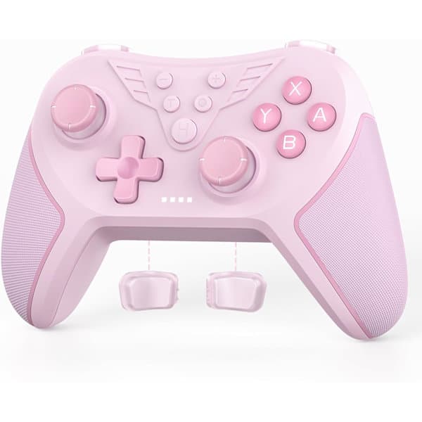 Controller til Switch, trådløs controller kompatibel med Switch Lite/Oled, TURBO/Makroprogrammering/Justerbar vibration/6-akset gyroskop Pink