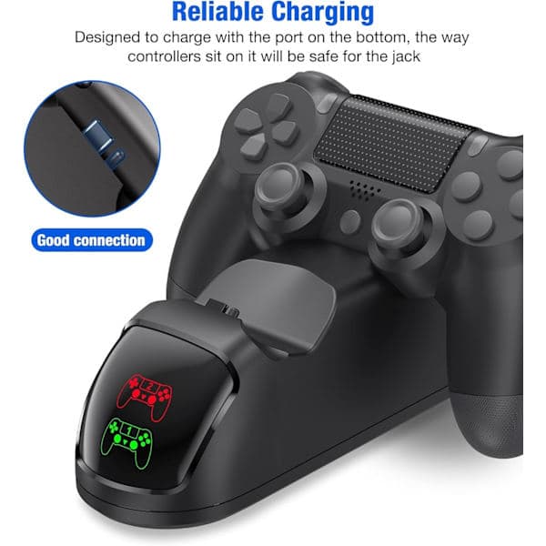 Dobbelt ladestation til to PS4/PS4 Slim/PS4 Pro controllere