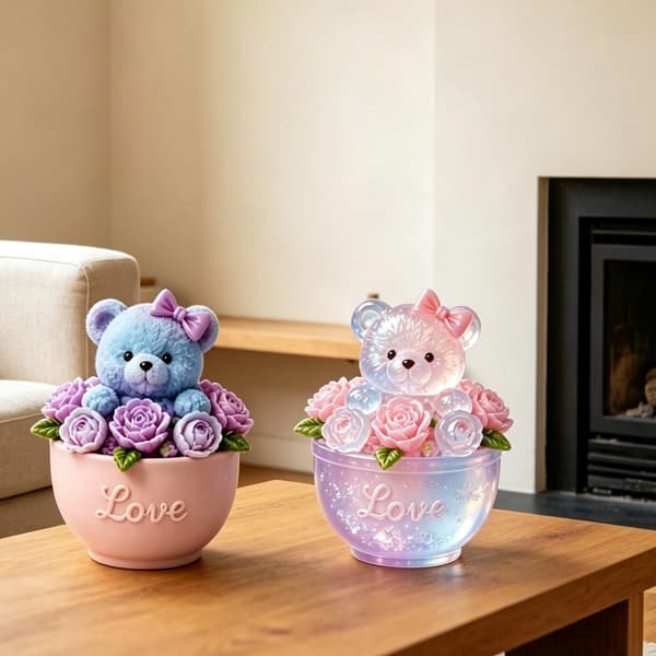 3D Rosebjørn Silikoneform til Resin, Sød Dyre Epoxy Støbeform Rose Bear